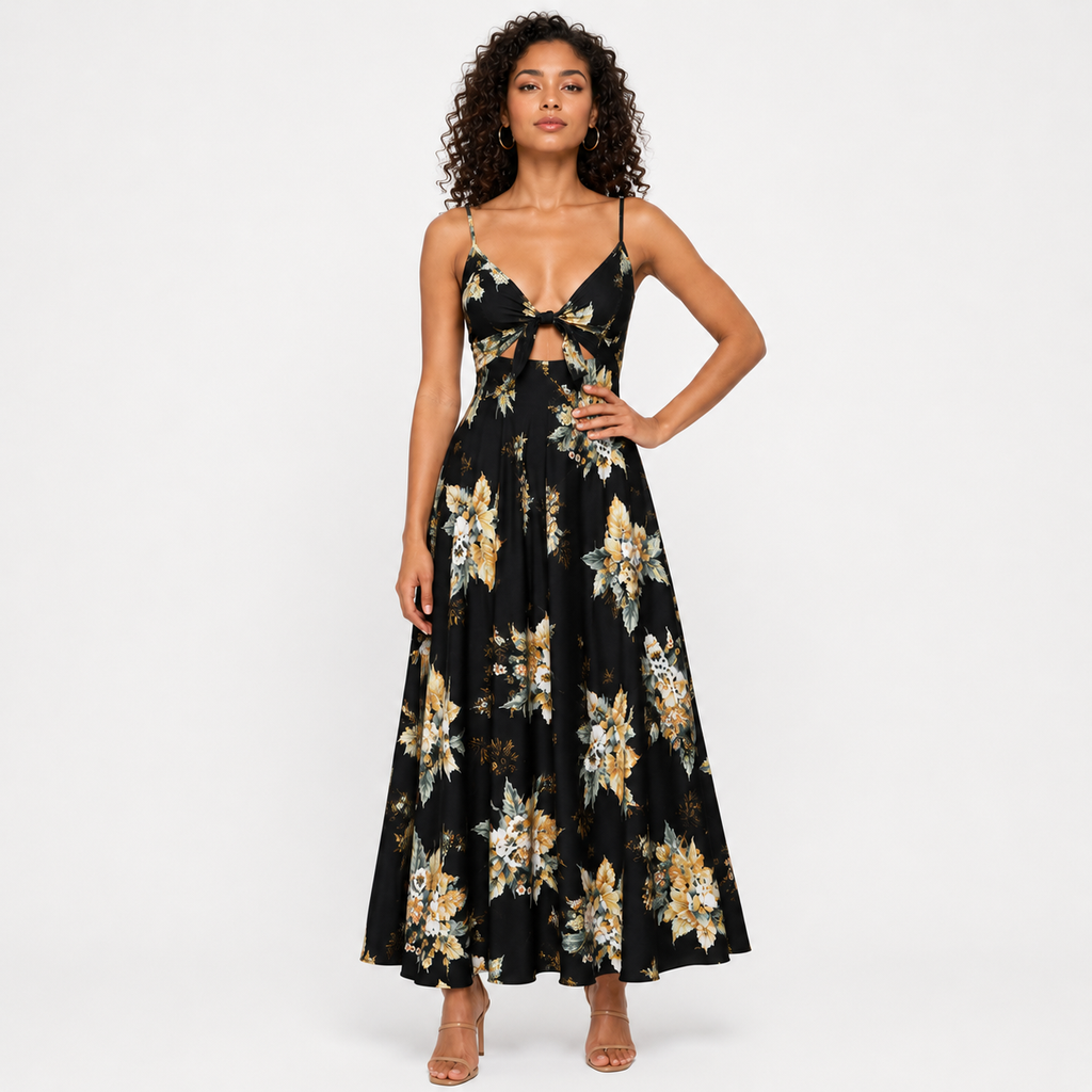 MADISSA Printed A-Line Midi Dress