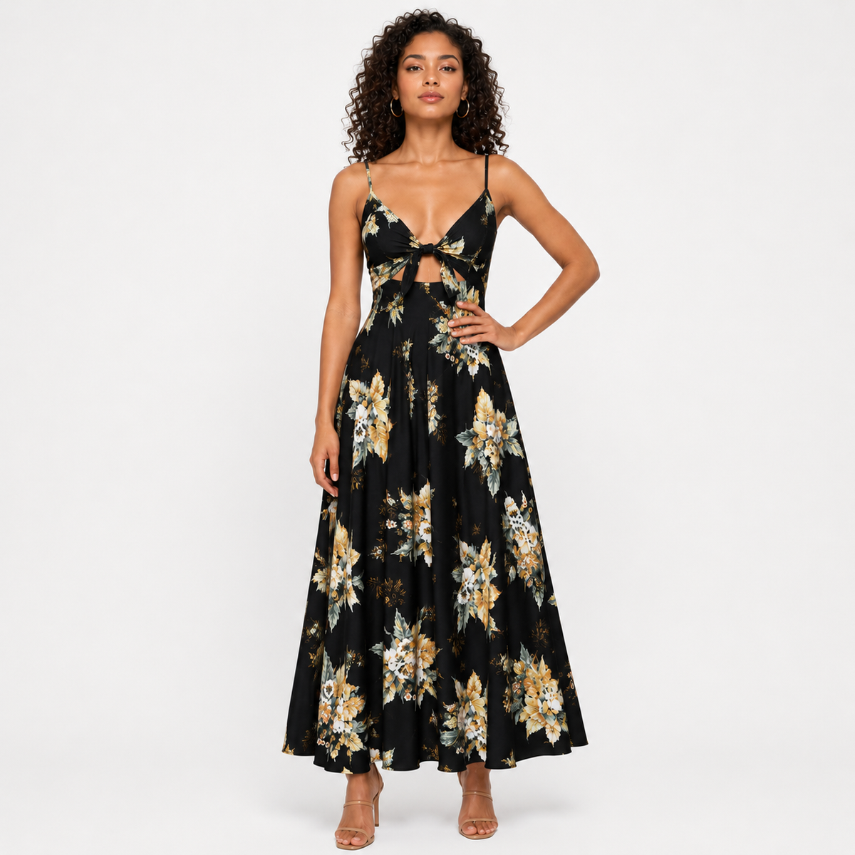 MADISSA Printed A-Line Midi Dress