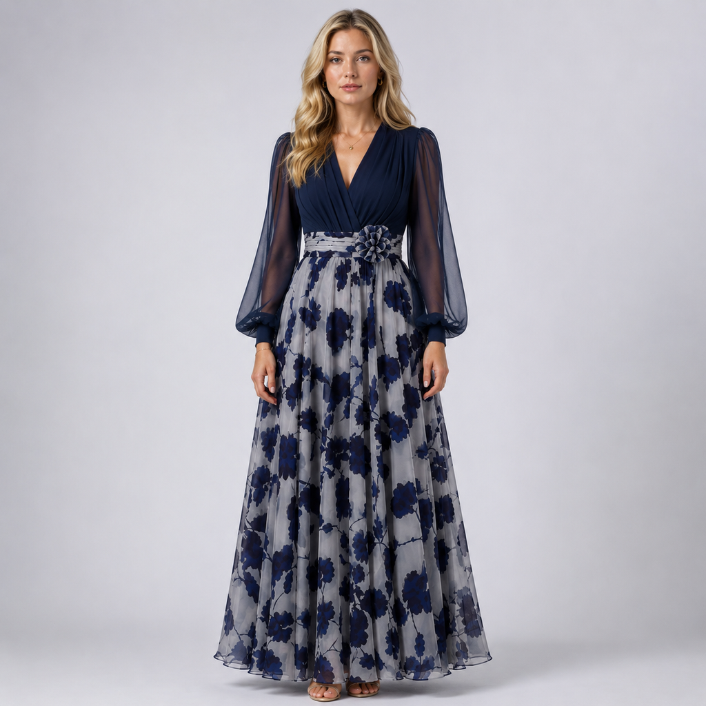 MANON Floral Chiffon A-Line Dress