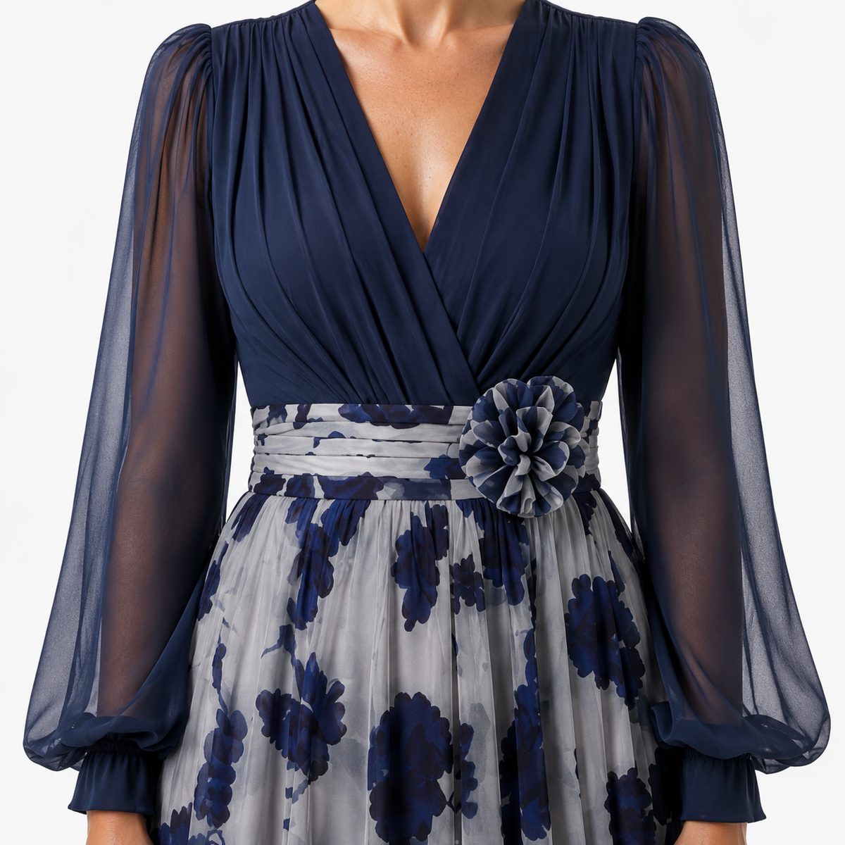 MANON Floral Chiffon A-Line Dress