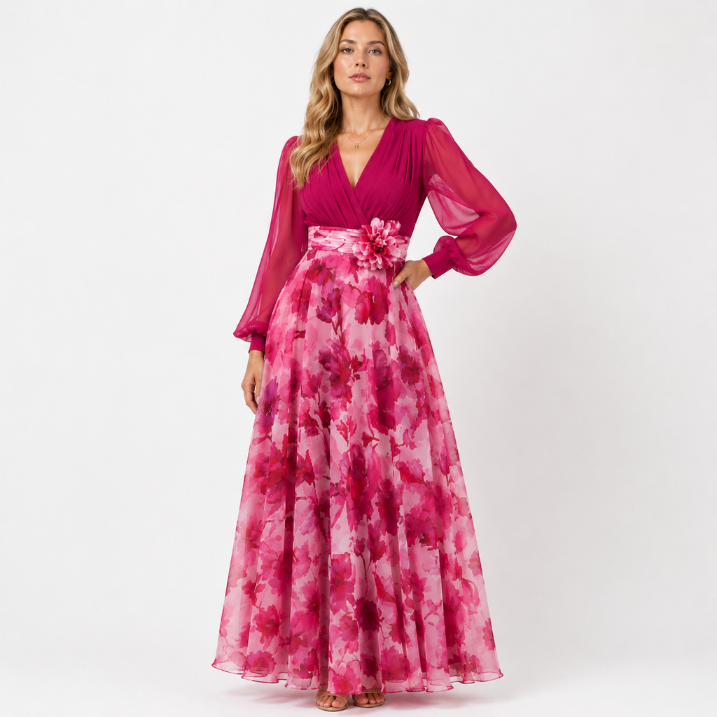 MANON Floral Chiffon A-Line Dress