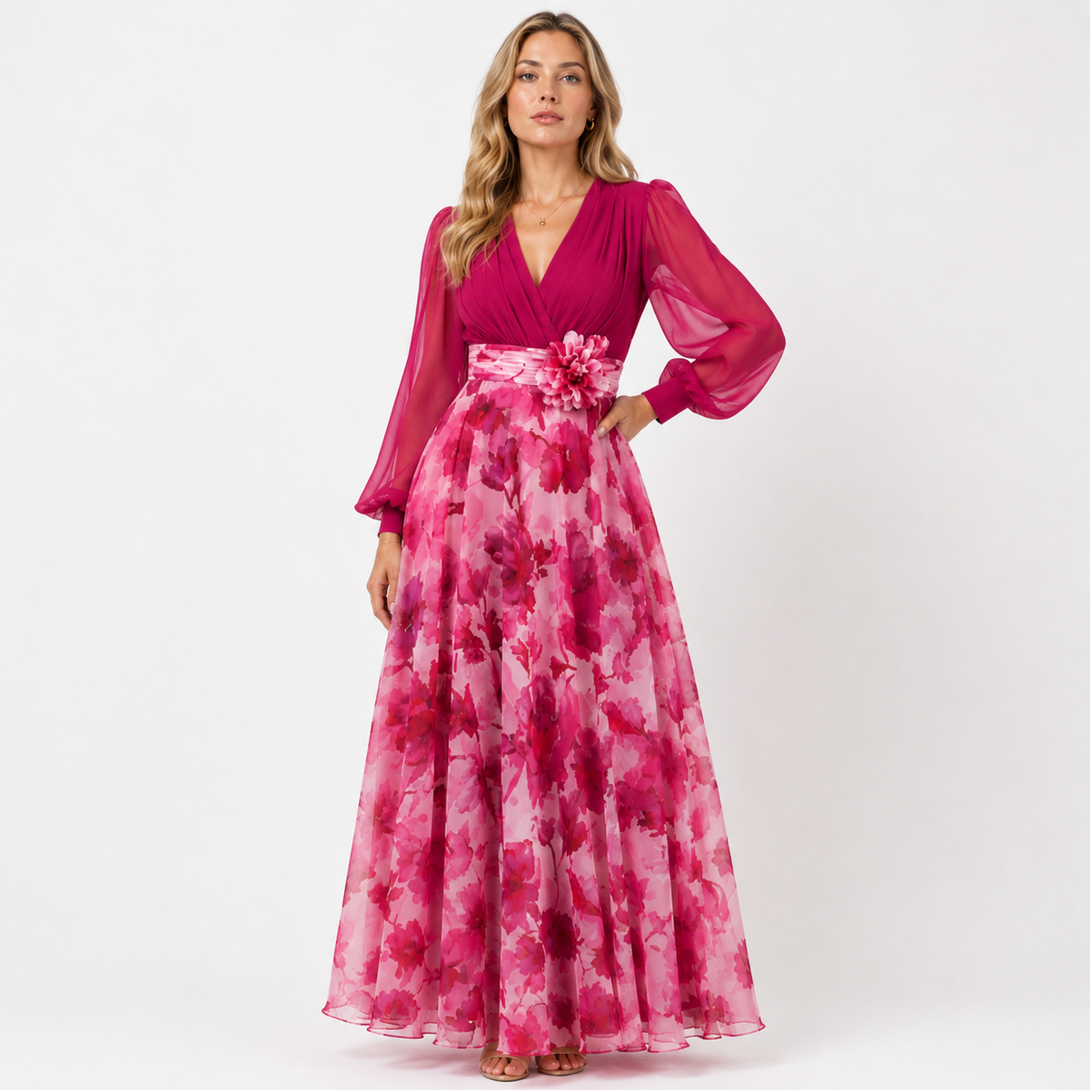 MANON Floral Chiffon A-Line Dress