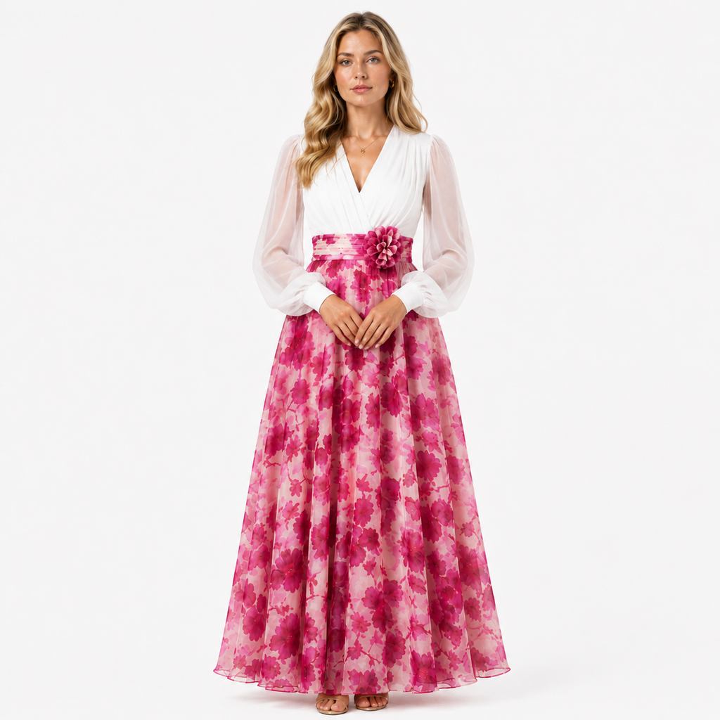 MANON Floral Chiffon A-Line Dress