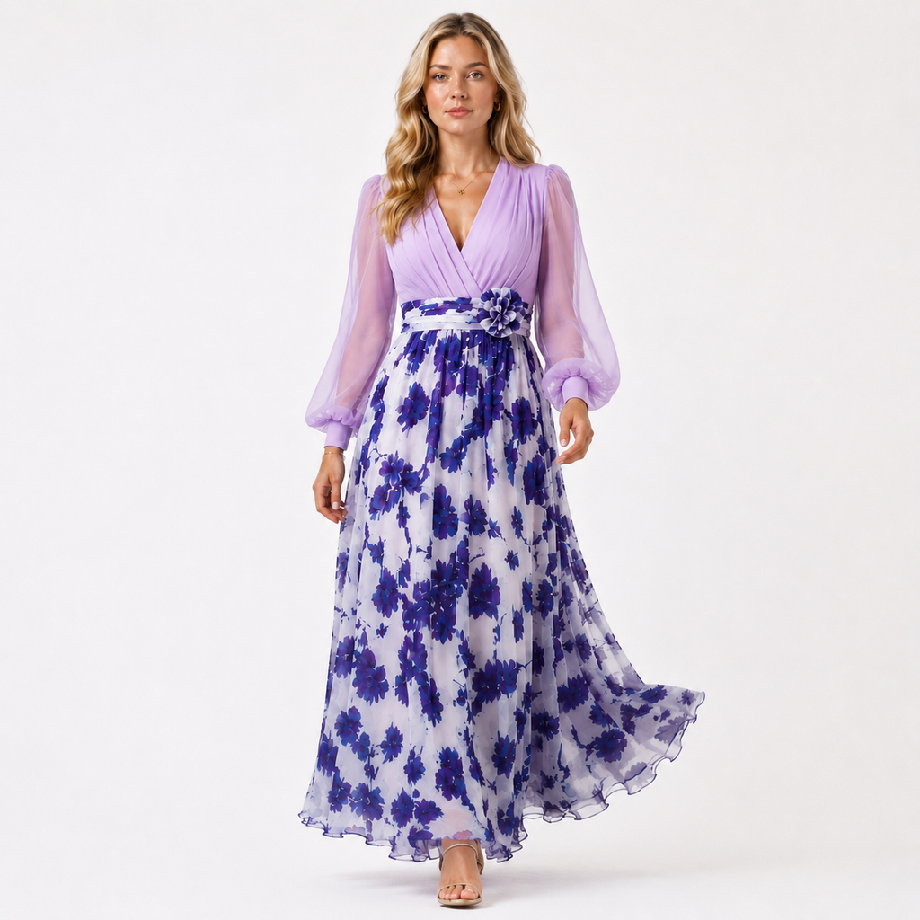 MANON Floral Chiffon A-Line Dress