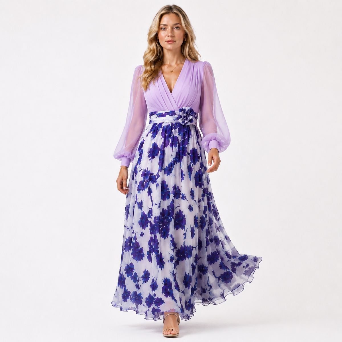 MANON Floral Chiffon A-Line Dress