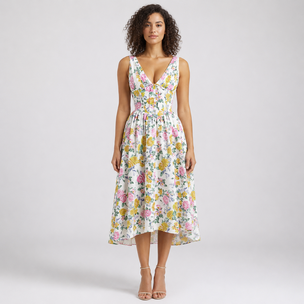 MARCELINE V-Neck Floral Mini Dress