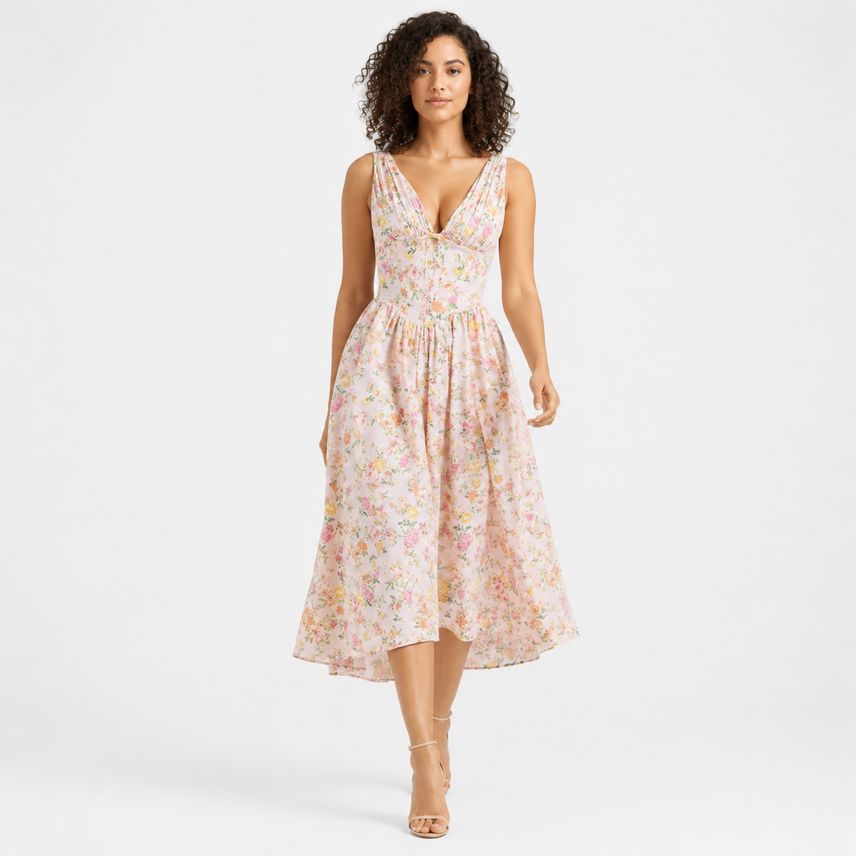 MARCELINE V-Neck Floral Mini Dress