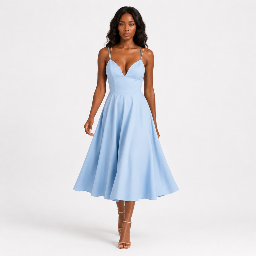 MARGOT V-Neck A-Line Midi Dress