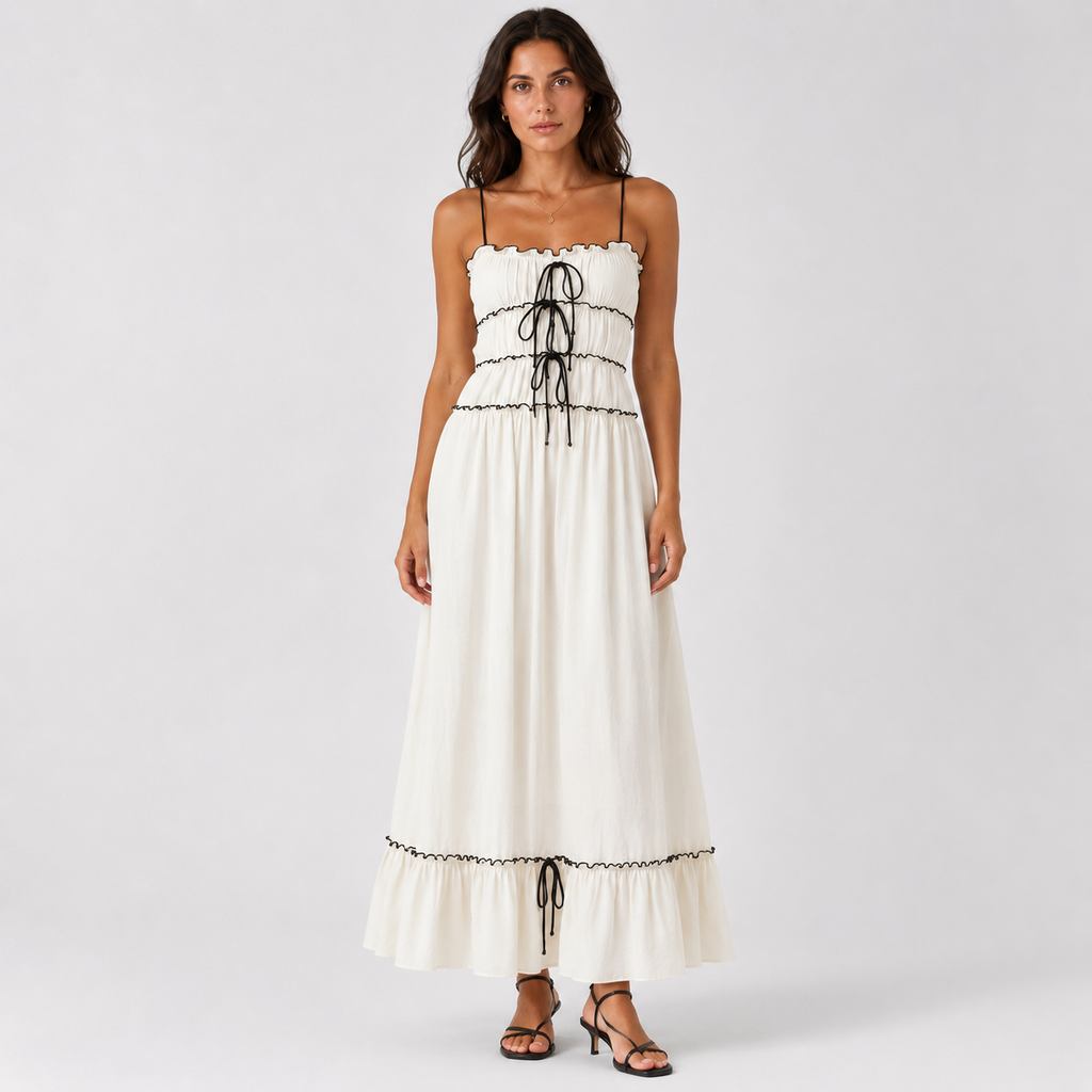 MEDINA Strapless Ruffle Maxi Dress