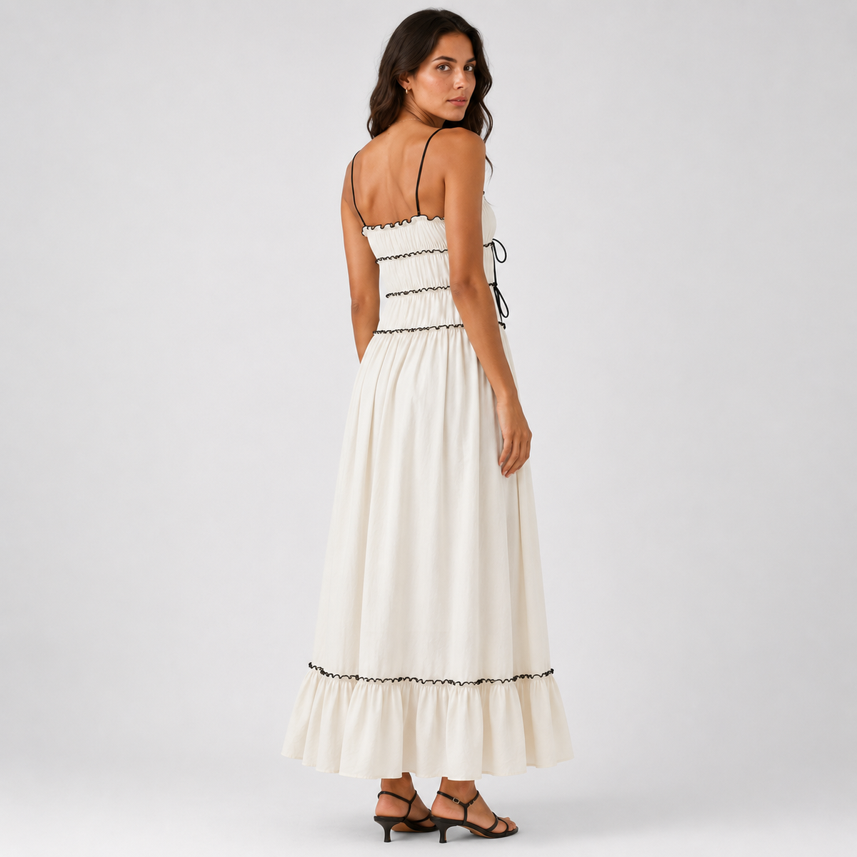 MEDINA Strapless Ruffle Maxi Dress