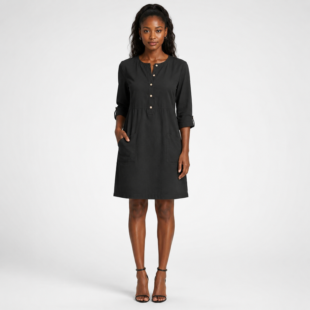 MELISSA Round-Neck Linen-Blend Midi Dress