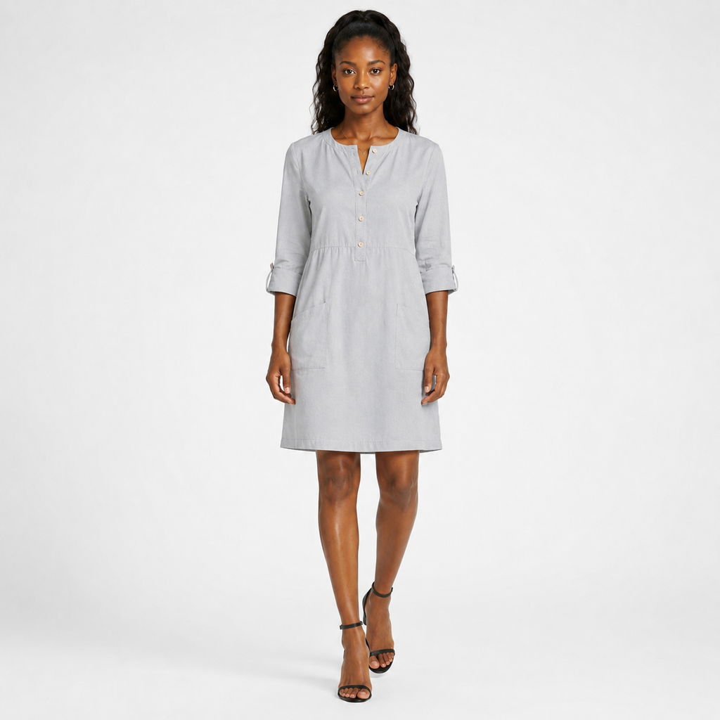 MELISSA Round-Neck Linen-Blend Midi Dress