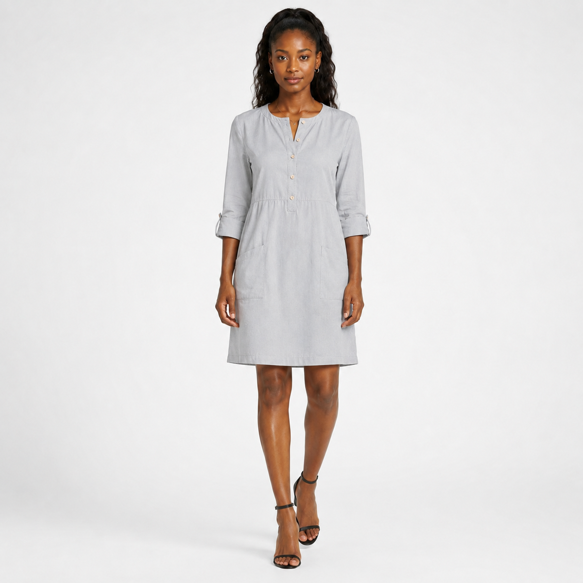 MELISSA Round-Neck Linen-Blend Midi Dress