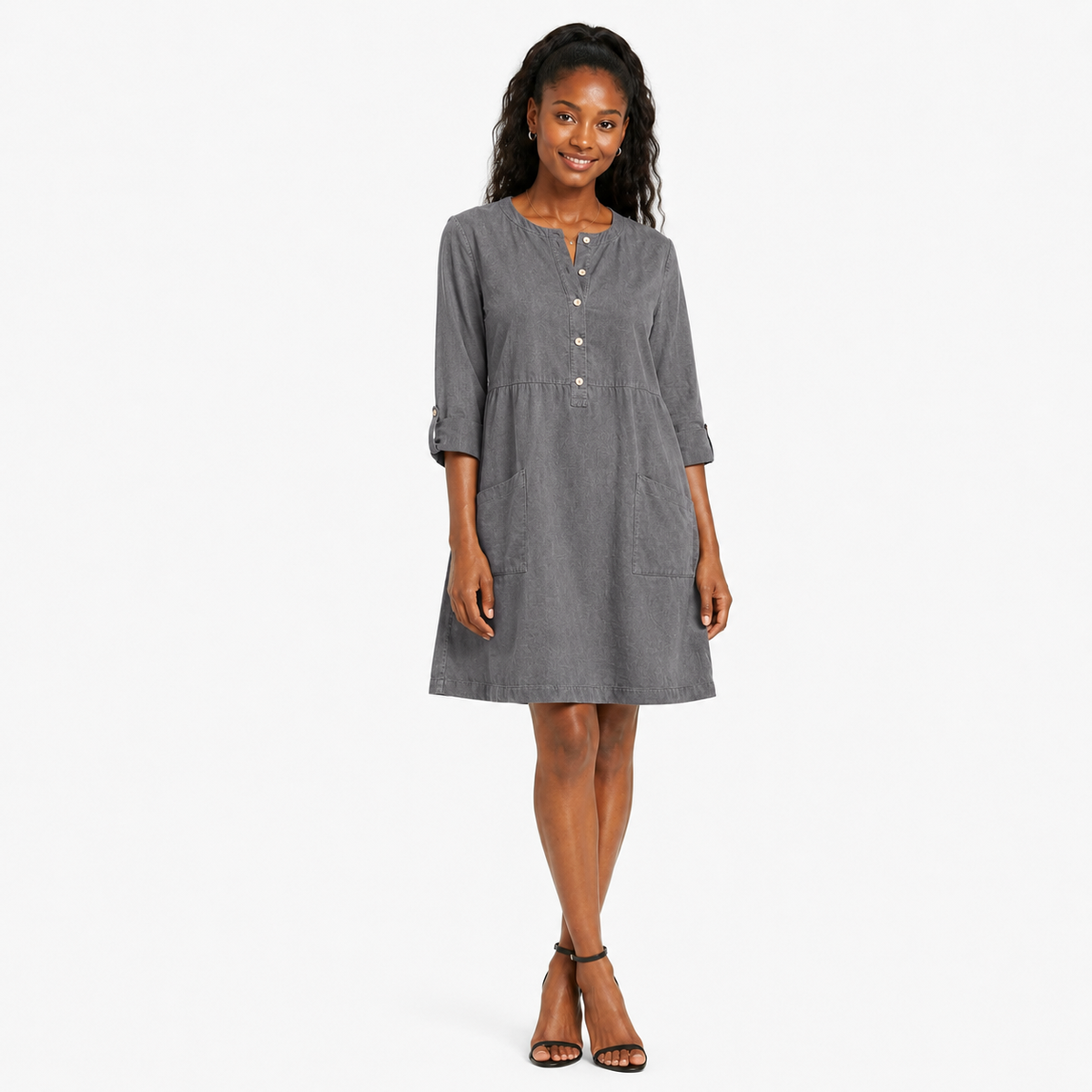 MELISSA Round-Neck Linen-Blend Midi Dress