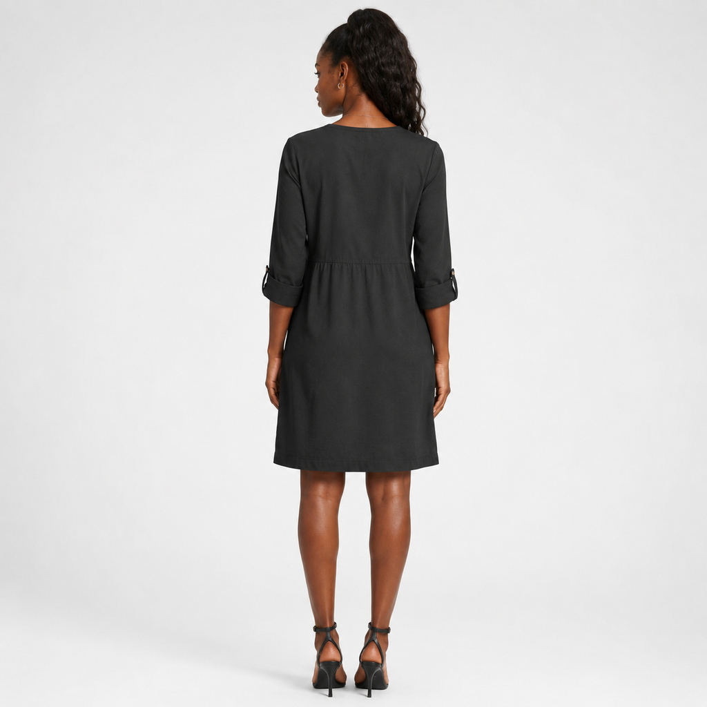 MELISSA Round-Neck Linen-Blend Midi Dress