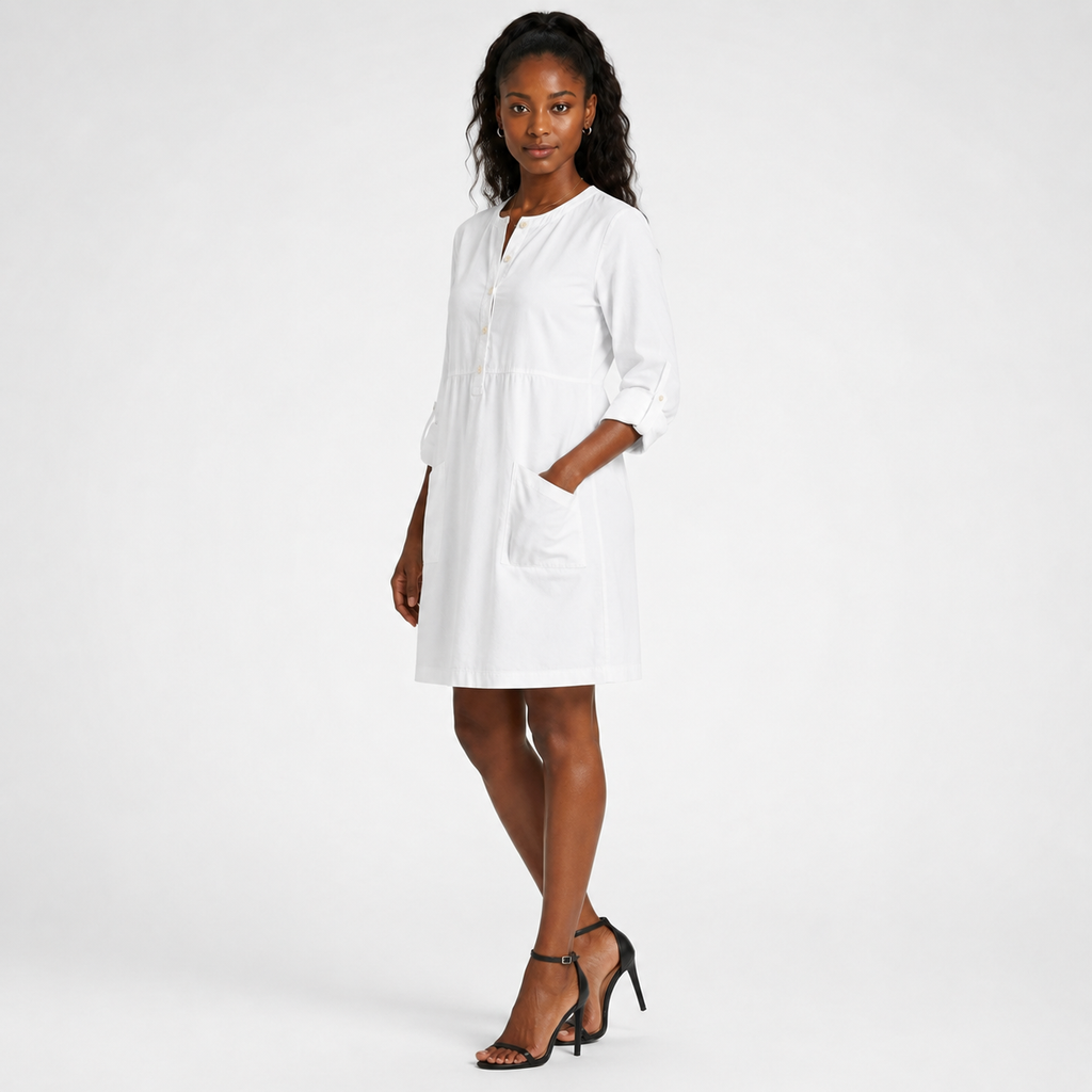 MELISSA Round-Neck Linen-Blend Midi Dress