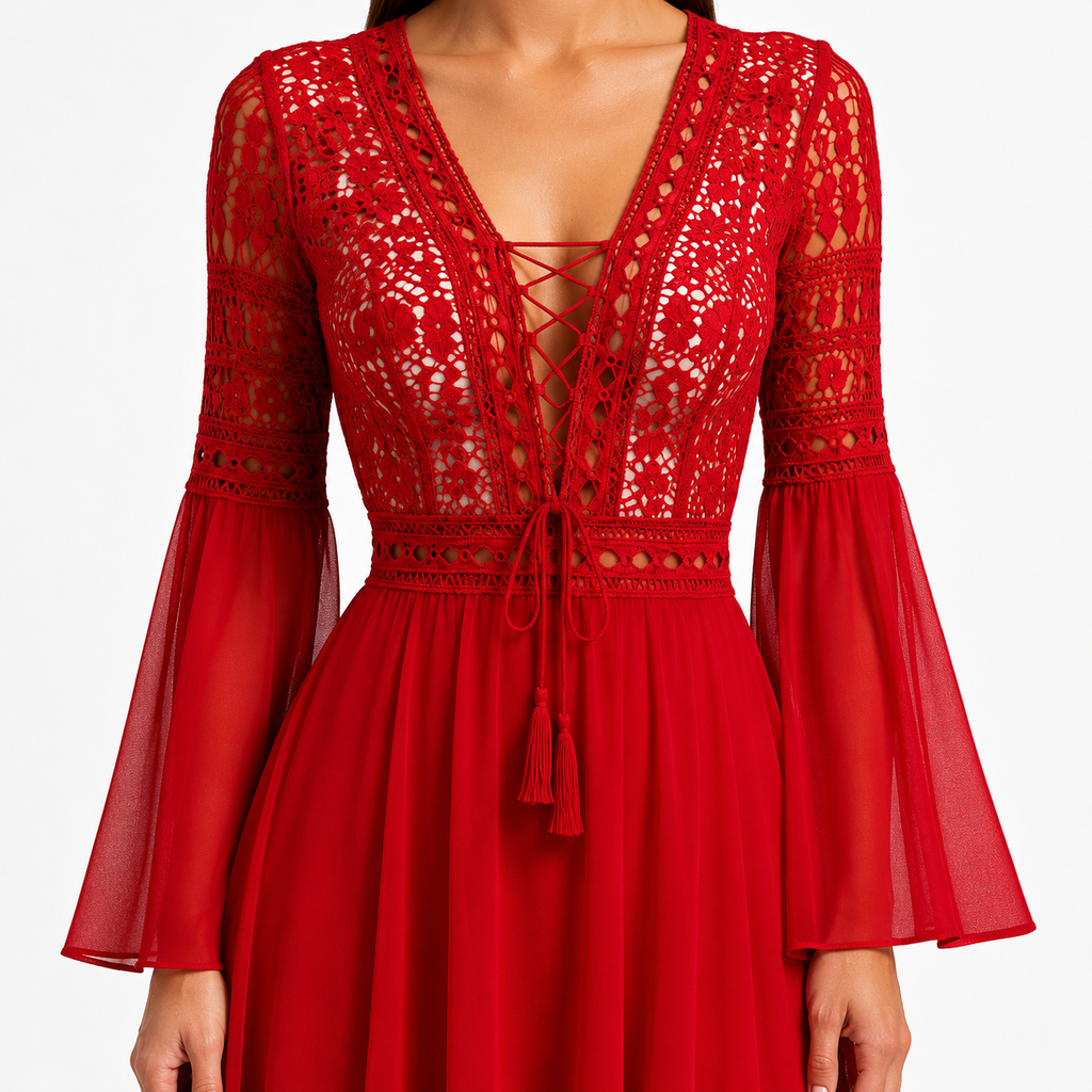 MIRABELLE V-Neck Long Sleeve Mini Dress