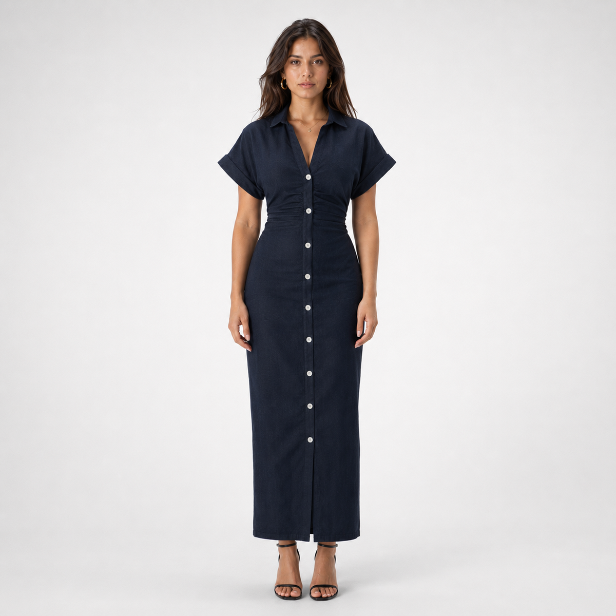 NOCTELLE Fluid V-Neck Maxi Dress