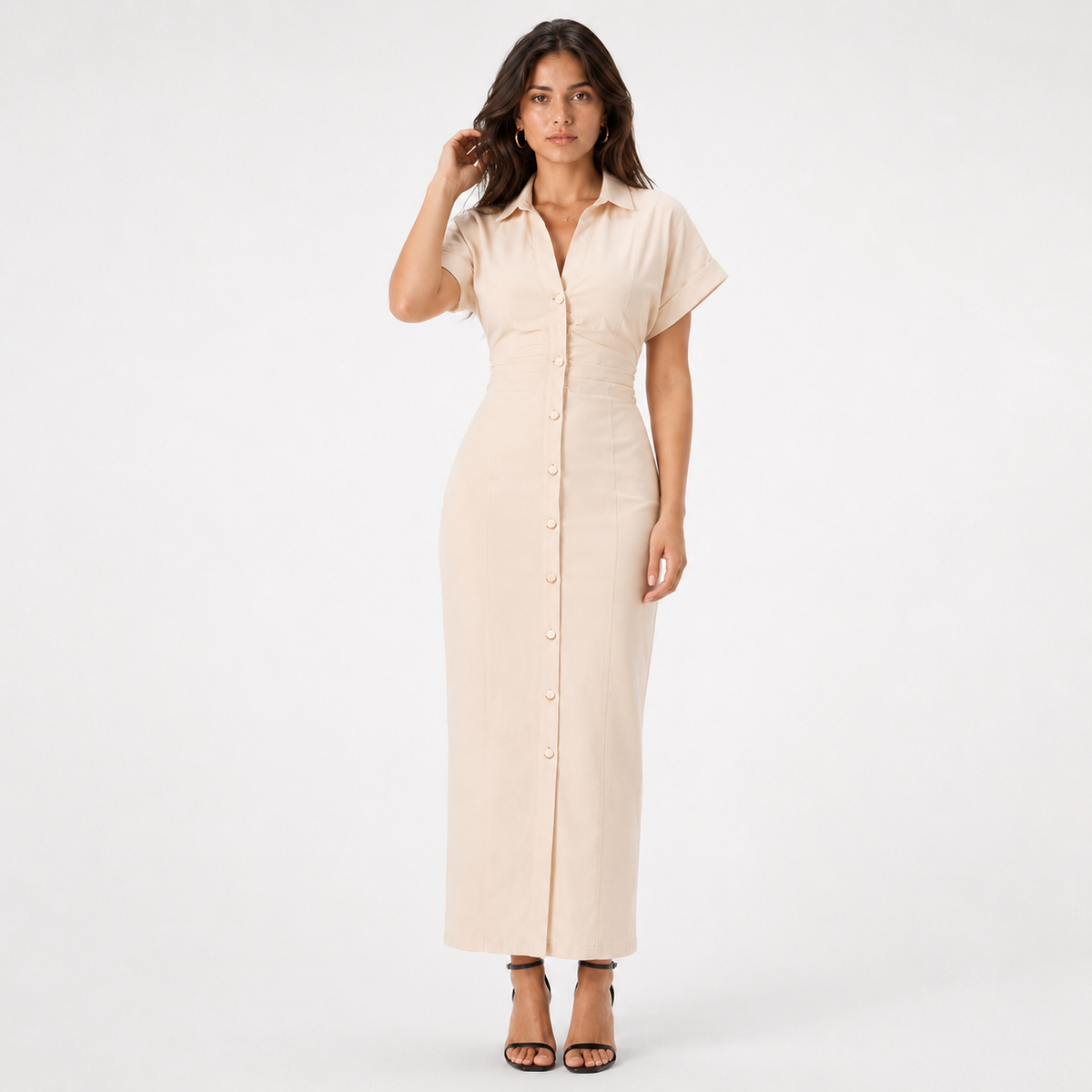 NOCTELLE Fluid V-Neck Maxi Dress