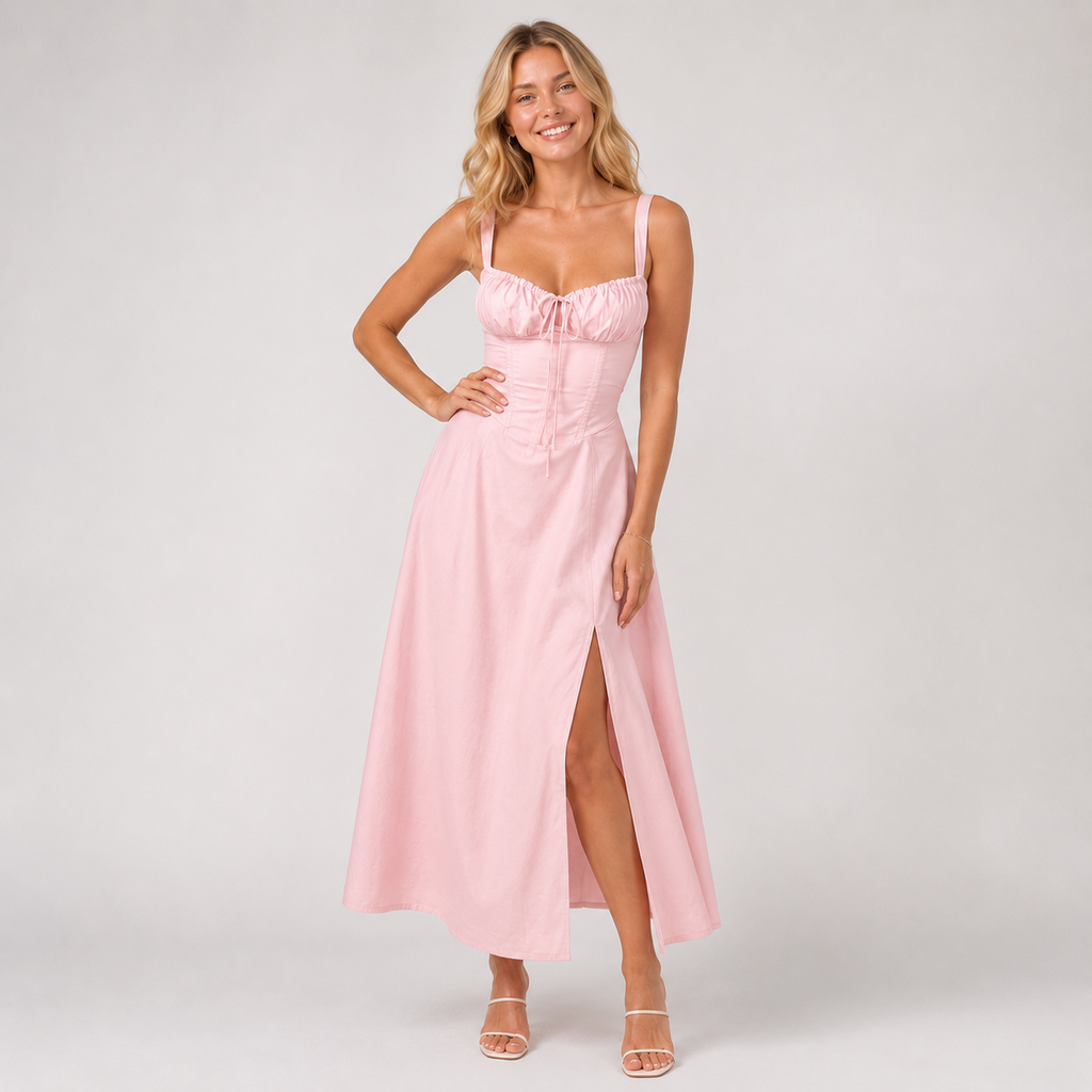NOEMI Pleated Corset Midi Dress
