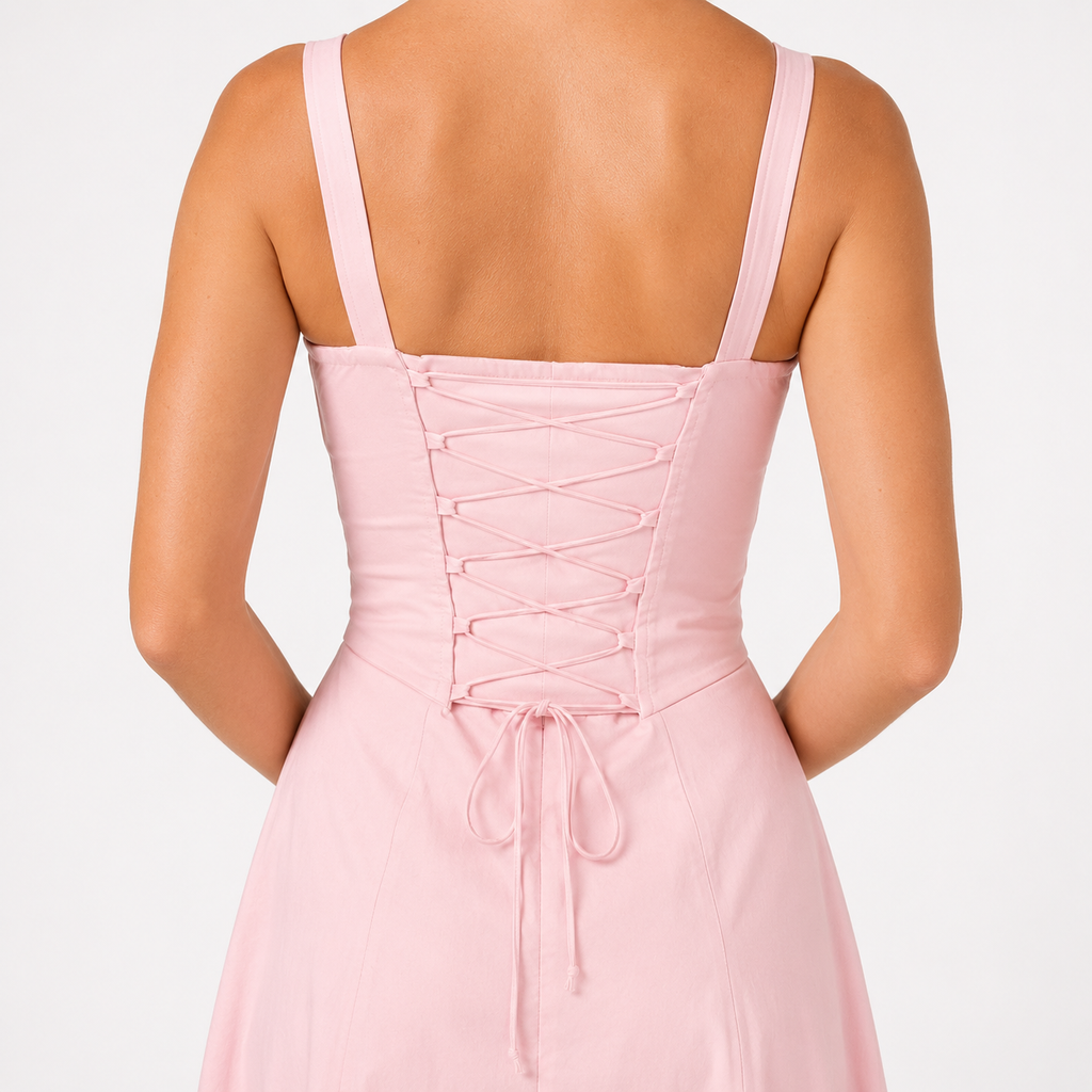 NOEMI Pleated Corset Midi Dress