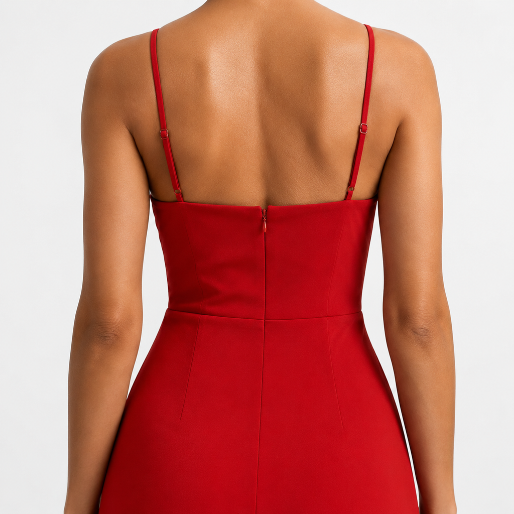 OPHELIA Ruched Slim-Fit Midi Dress