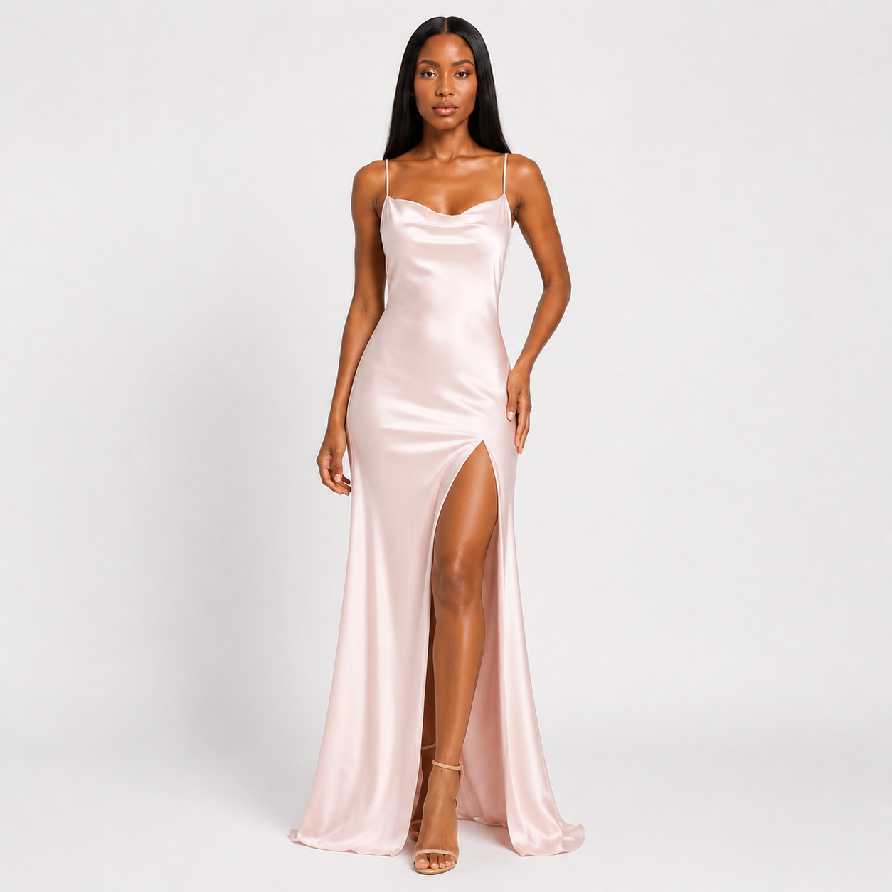 Women's Elegant Backless Square Neck Maxi Dress Slim Fit – Nivalho Studio