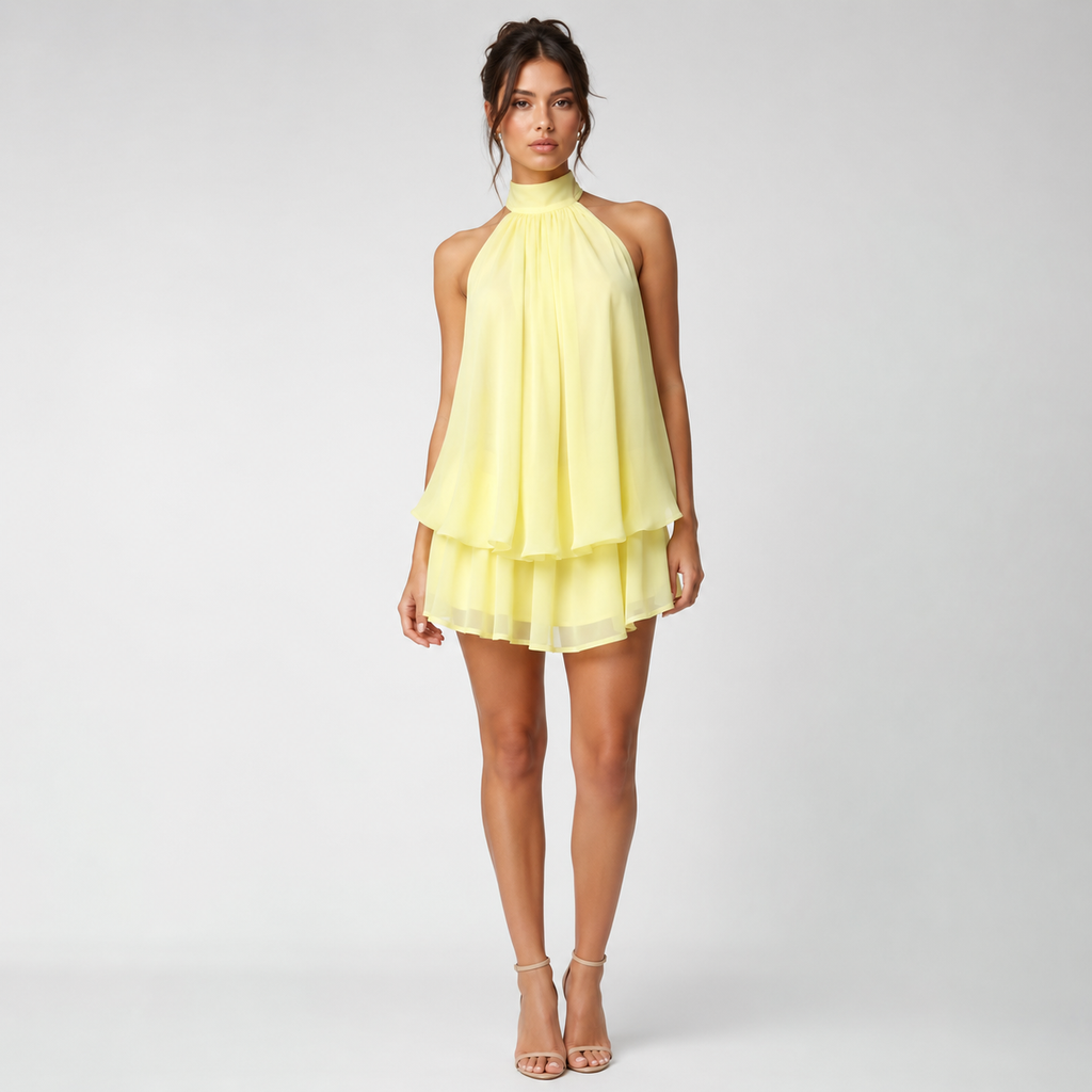 ROMILLY Backless Tie-Front Mini Dress
