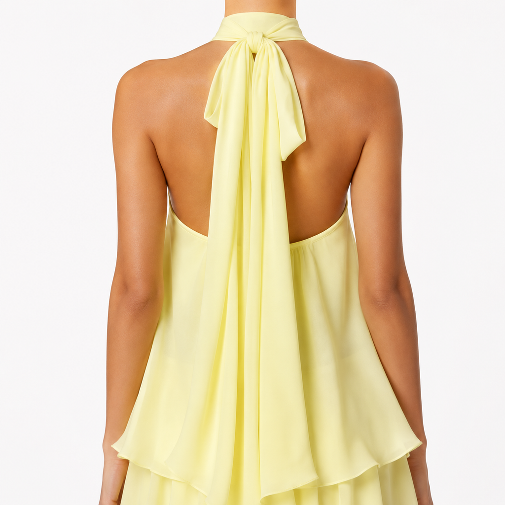 ROMILLY Backless Tie-Front Mini Dress