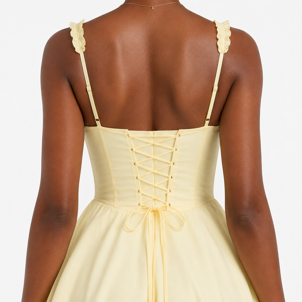 ROSEMONDE Pleated Square-Neck Mini Dress