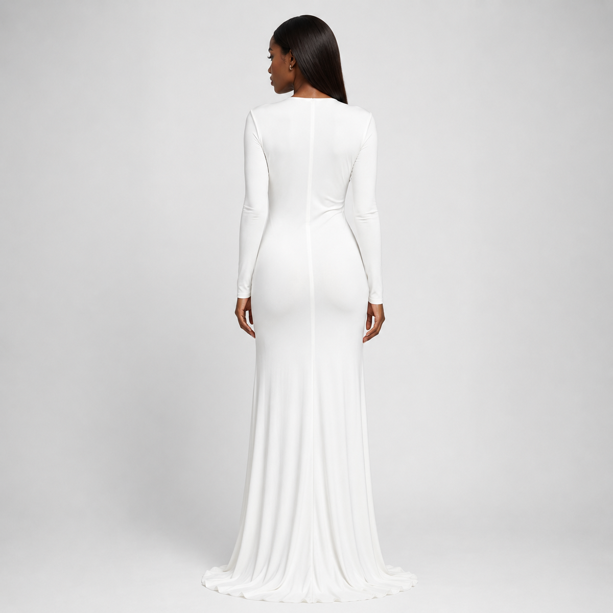 ROSEMONDE Pleated V-Neck Maxi Dress