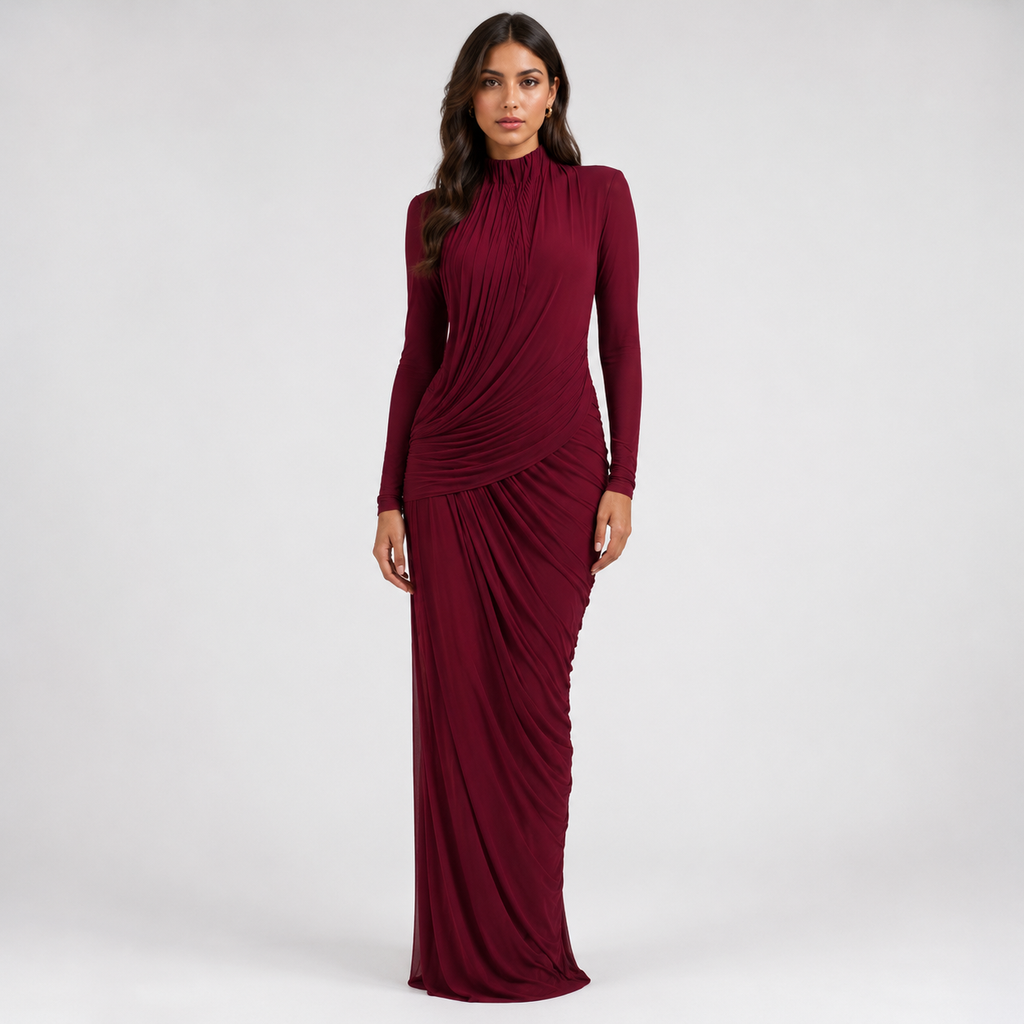 SABRINA Asymmetric Lace-Up Maxi Dress