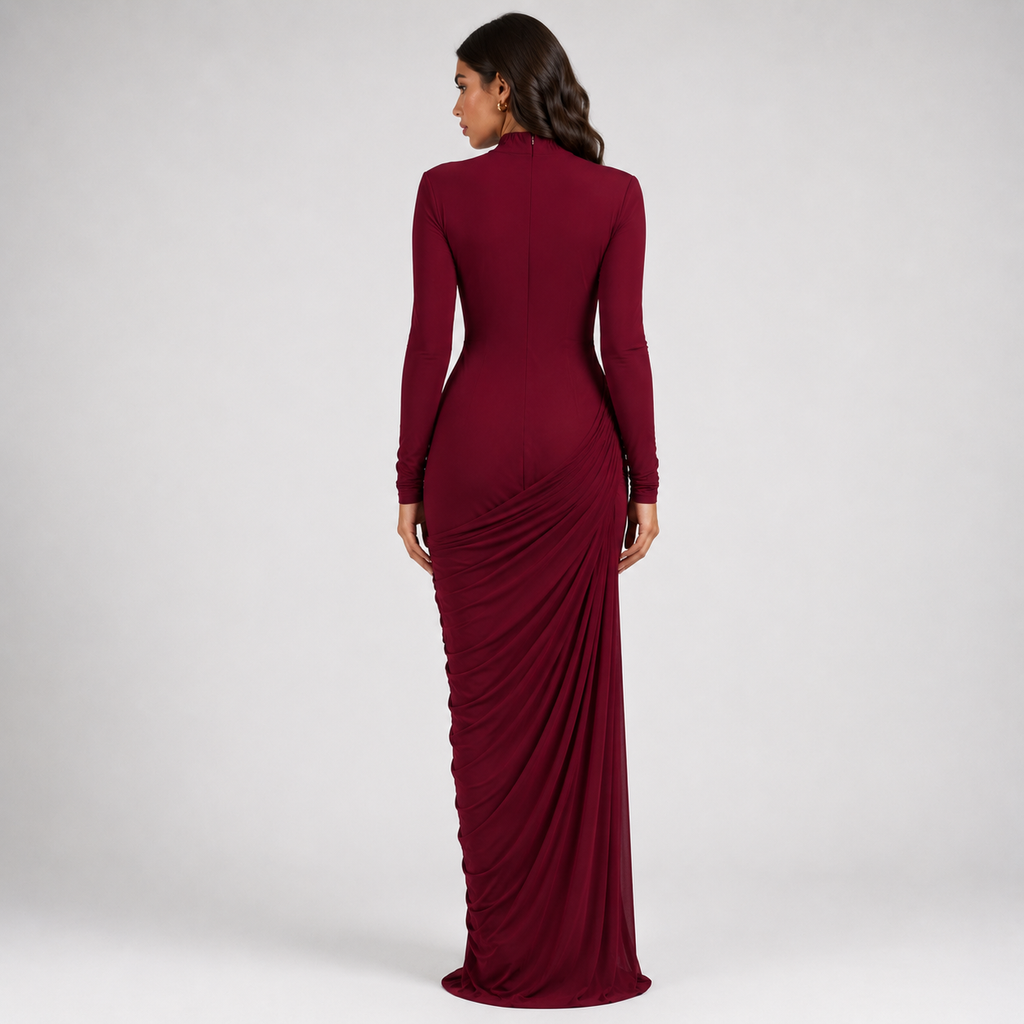 SABRINA Asymmetric Lace-Up Maxi Dress