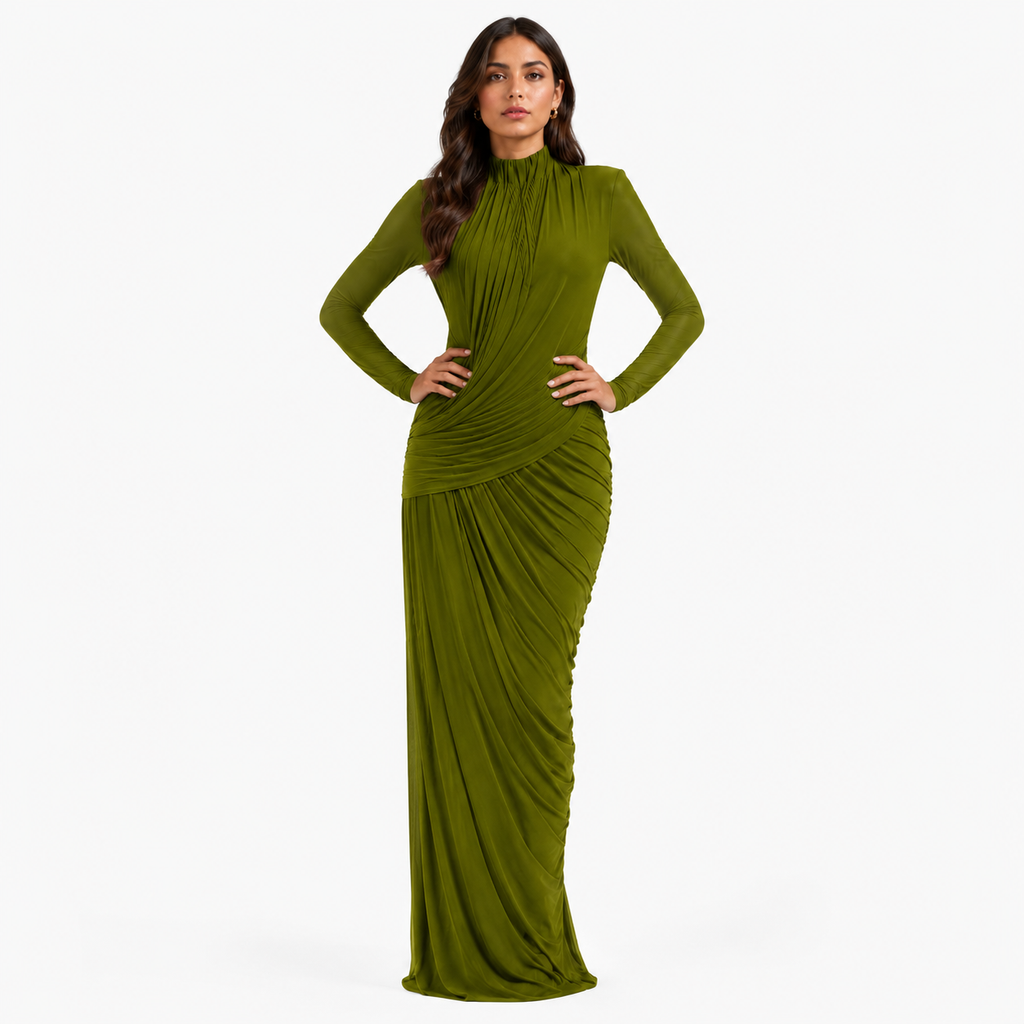 SABRINA Asymmetric Lace-Up Maxi Dress