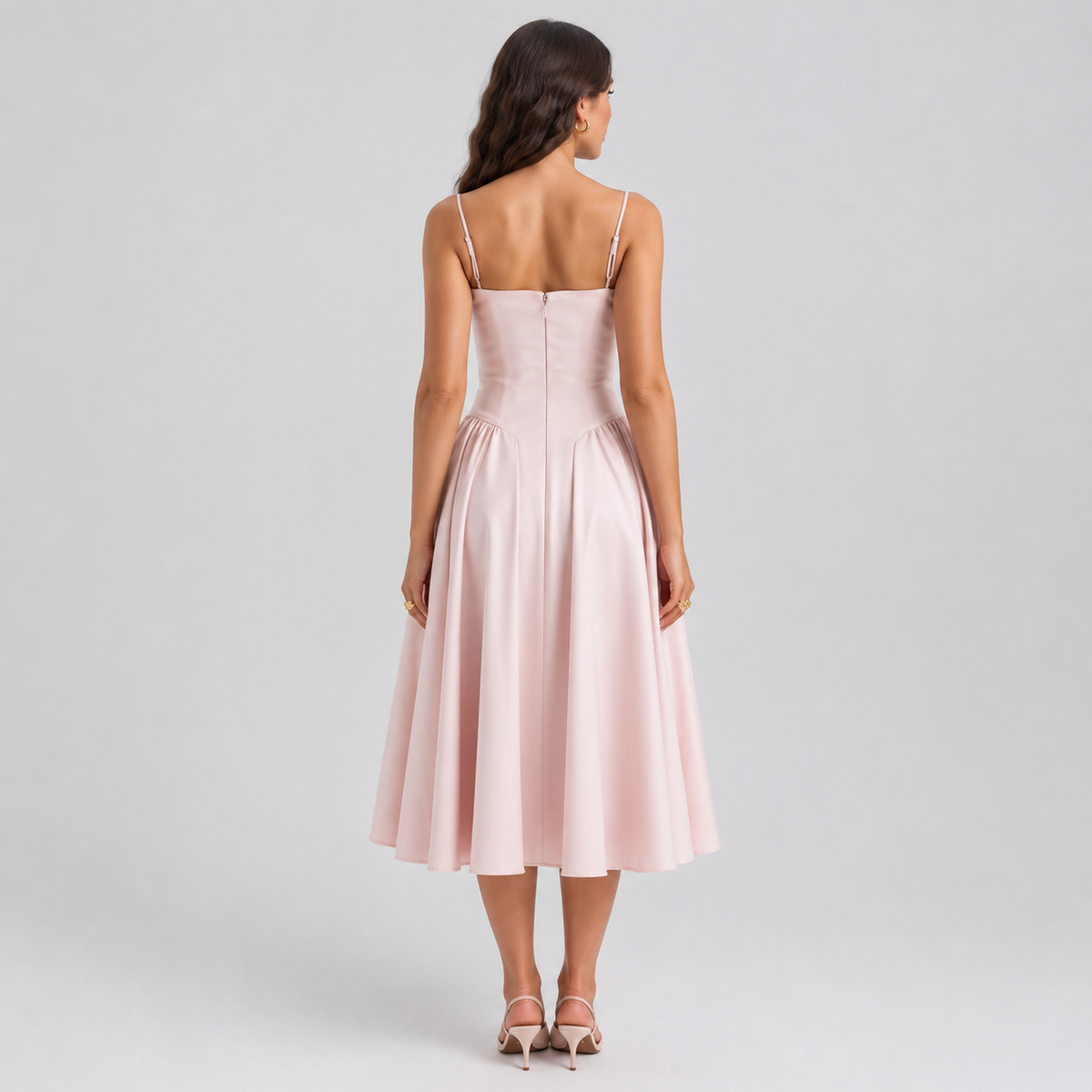 SAVINA Pleated A-Line Midi Dress