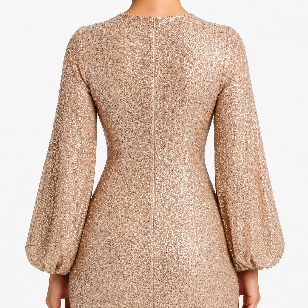 SCARLETT Sequin Long-Sleeve Maxi-Dress