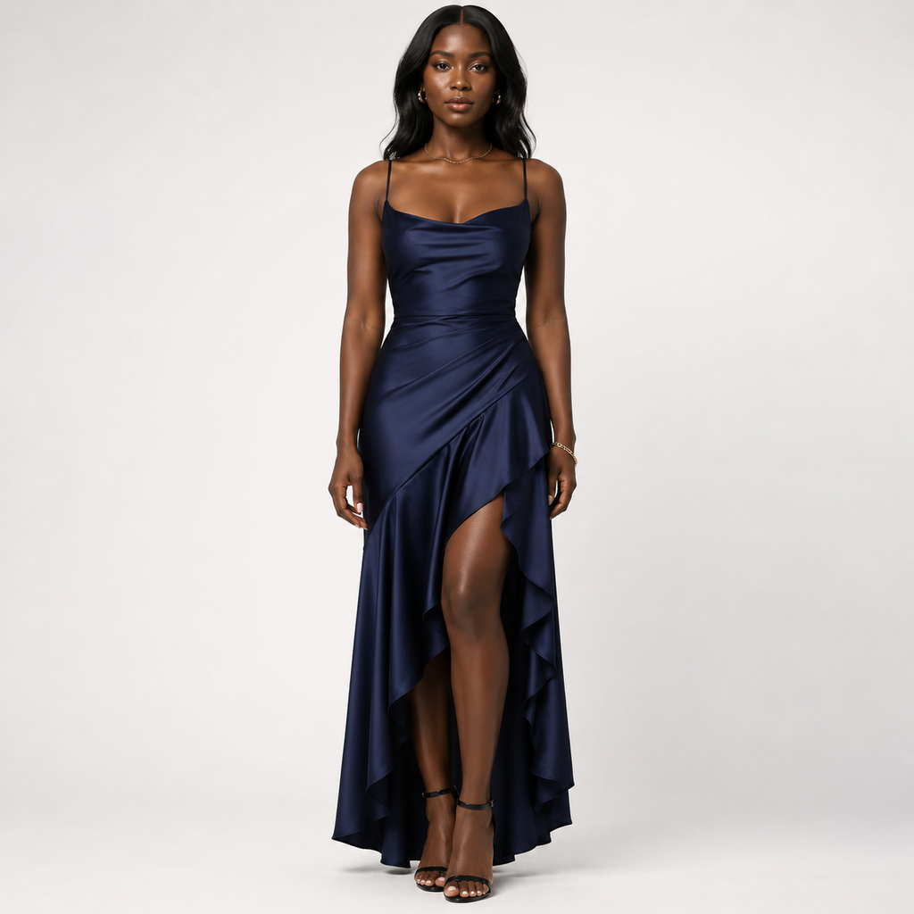 SELENE Backless Satin Maxi Dress