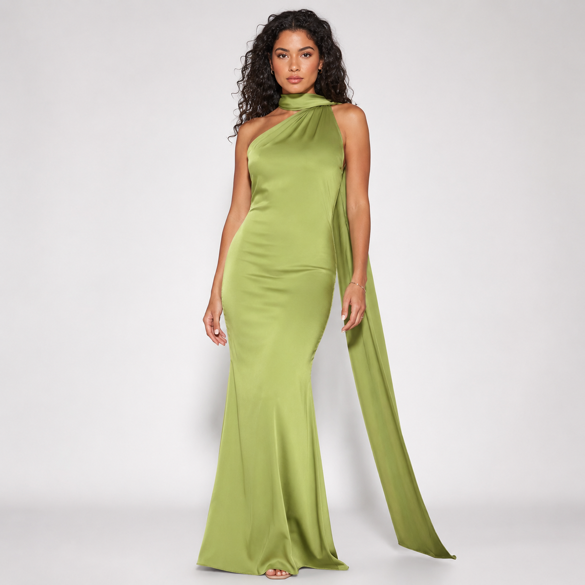 SERAPHINA Halter Satin Maxi Dress