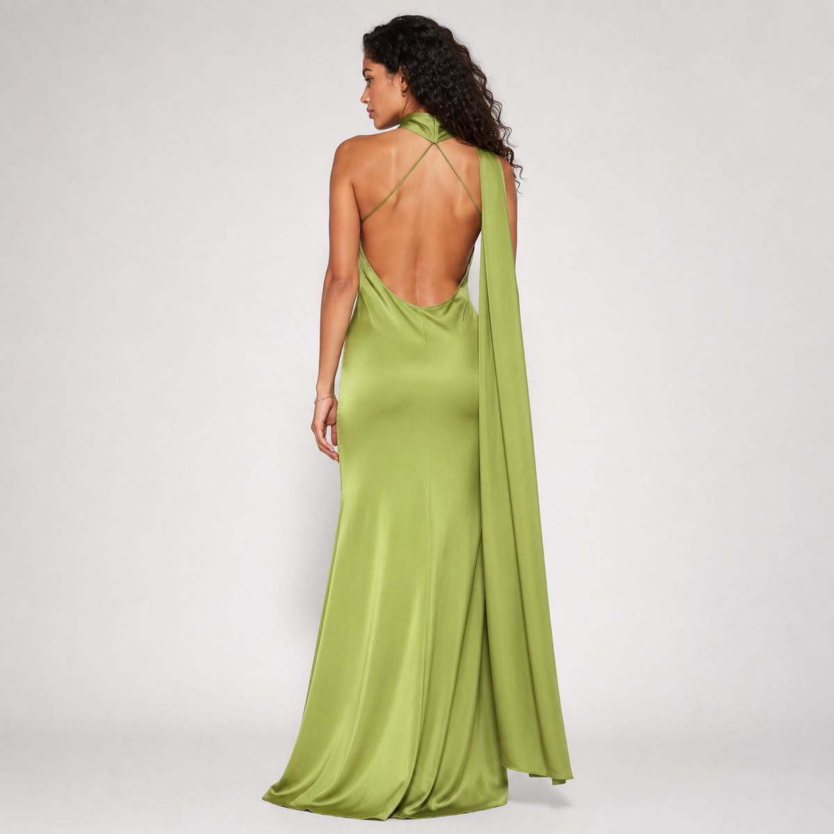 SERAPHINA Halter Satin Maxi Dress