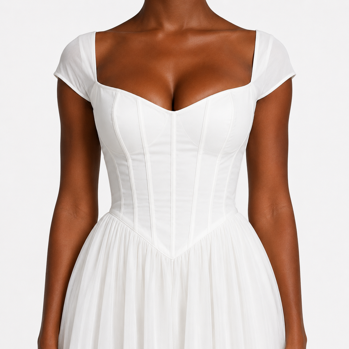 SERAPHINA Split-Neck Ruffle Maxi Dress