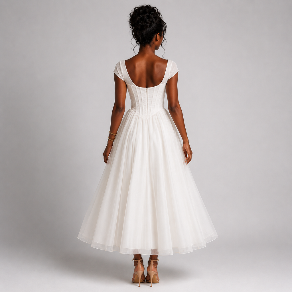 SERAPHINA Split-Neck Ruffle Maxi Dress
