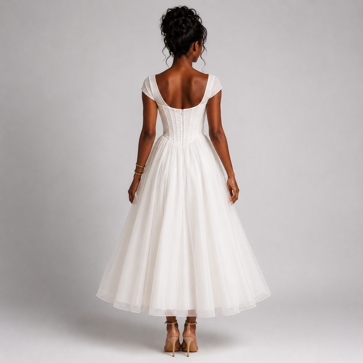 SERAPHINA Split-Neck Ruffle Maxi Dress