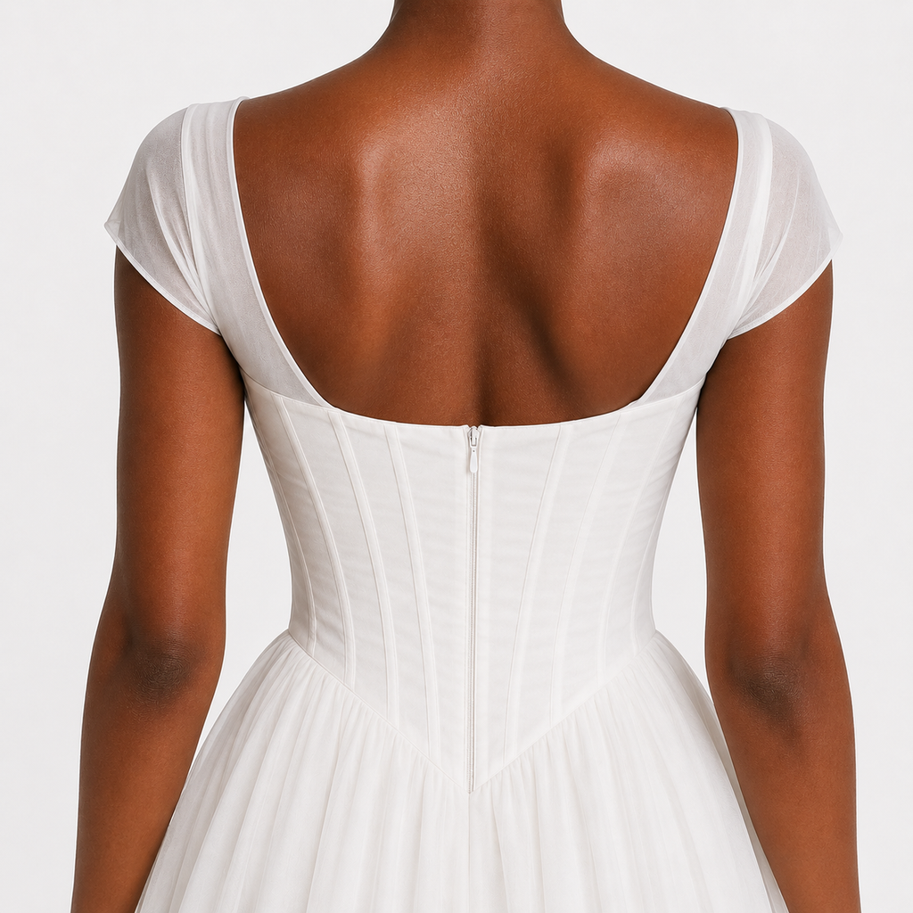 SERAPHINA Split-Neck Ruffle Maxi Dress