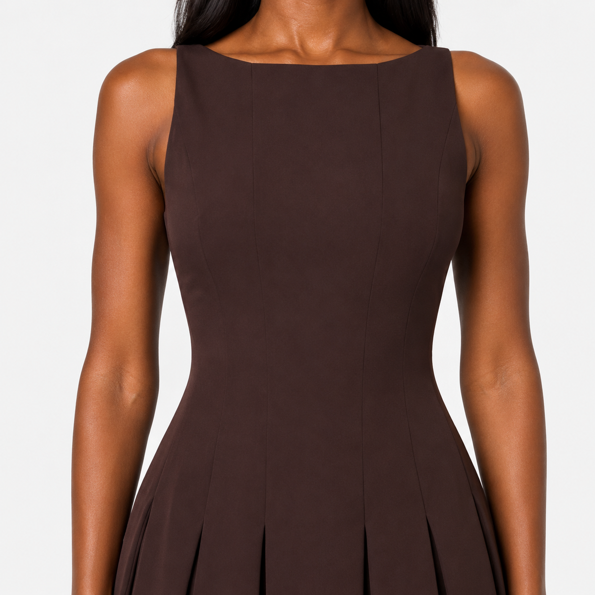 SEREPHINA Pleated Structured Mini Dress