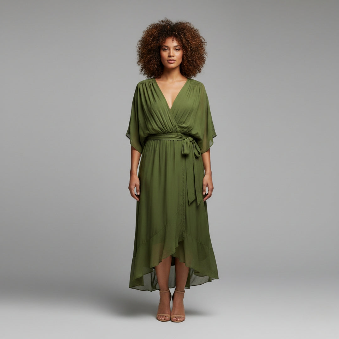 SOPHIE Soft Silk V-Neck Dress