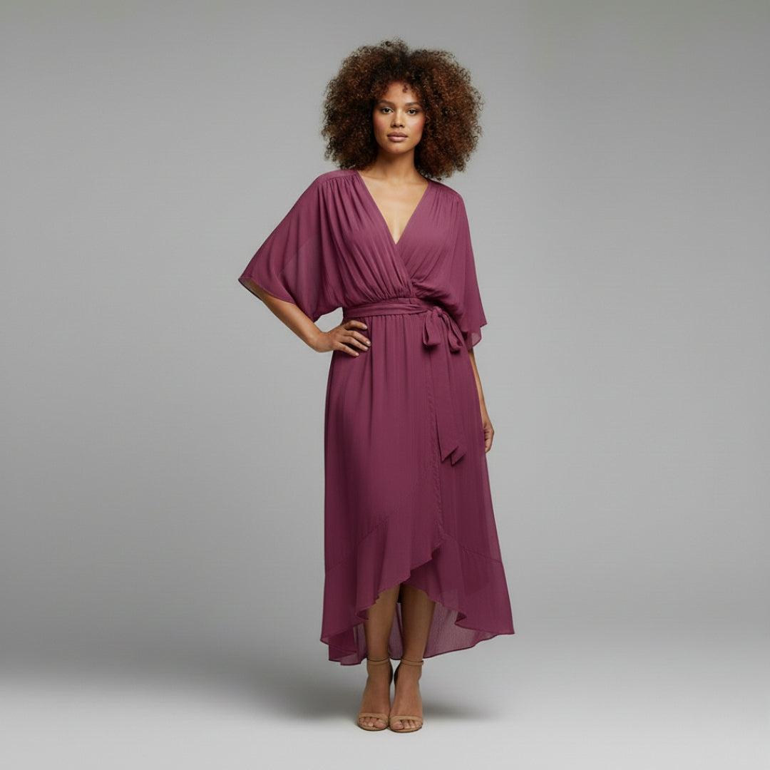 SOPHIE Soft Silk V-Neck Dress