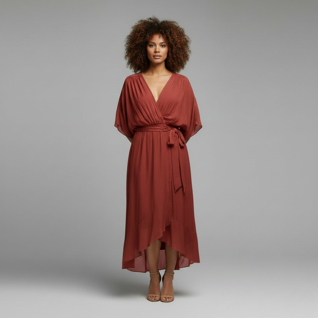SOPHIE Soft Silk V-Neck Dress