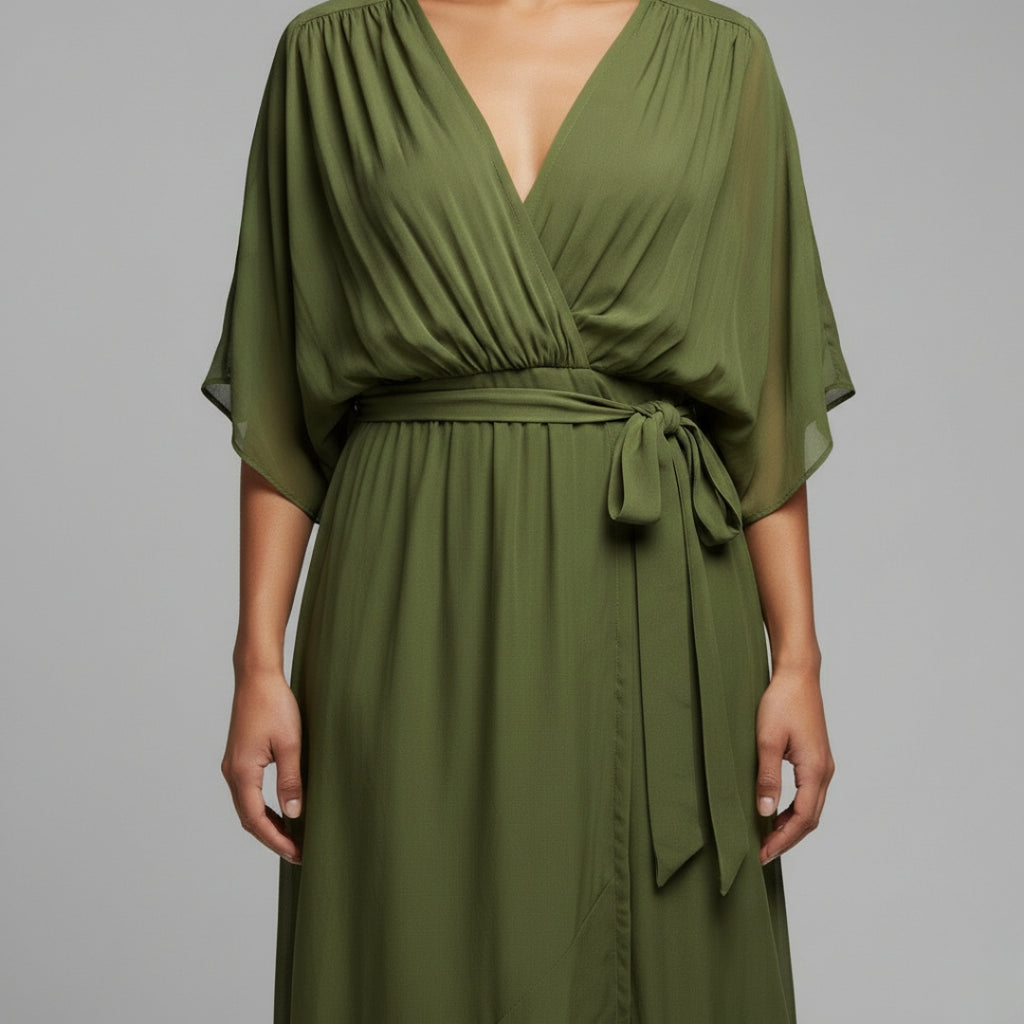 SOPHIE Soft Silk V-Neck Dress