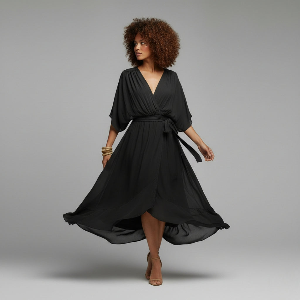 SOPHIE Soft Silk V-Neck Dress