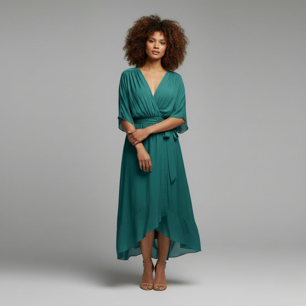 SOPHIE Soft Silk V-Neck Dress